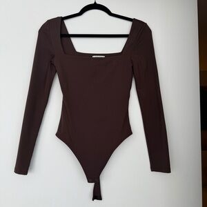 Aritzia Brown Long Sleeve Bodysuit